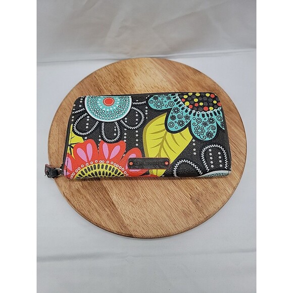 Vera Bradley Accordion Wallet Brown Multicolored Medallion Faux Leather 7.5x4 - Picture 1 of 12